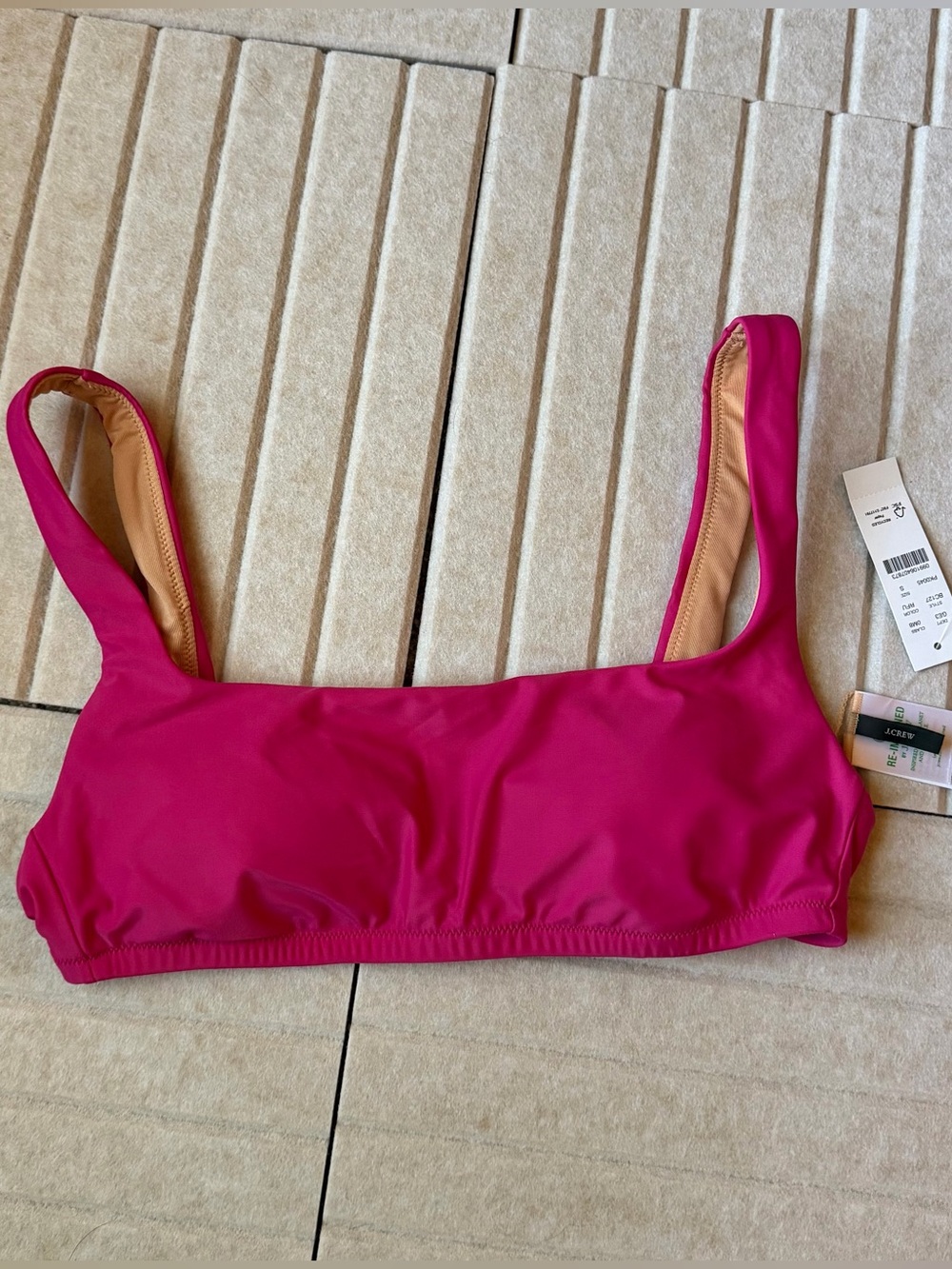 J.Crew Squareneck Bikini Top in Radiant Fuschia Size Small NWT